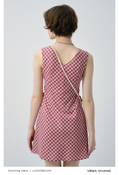 V-Neck Sleeveless Mini Dress With Lace-Up Sides