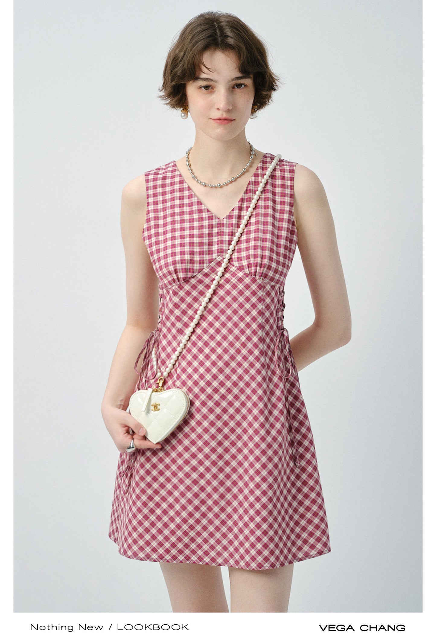 V-Neck Sleeveless Mini Dress With Lace-Up Sides