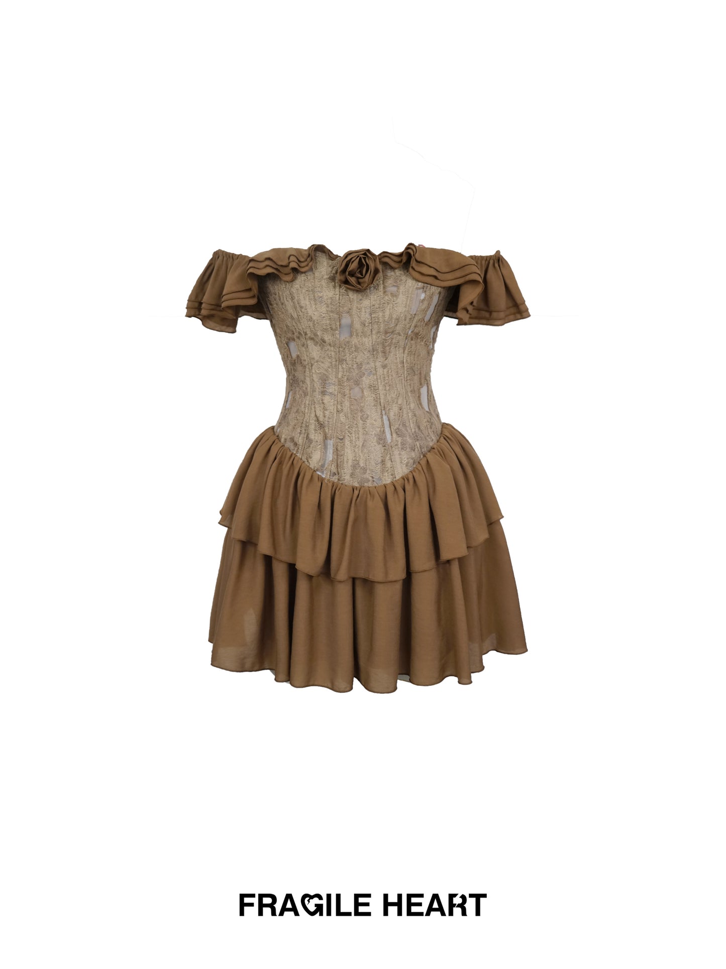 Textured Off-Shoulder Chiffon Dress