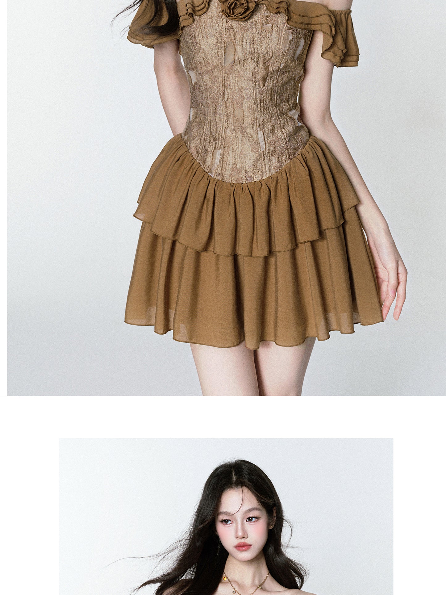 Textured Off-Shoulder Chiffon Dress