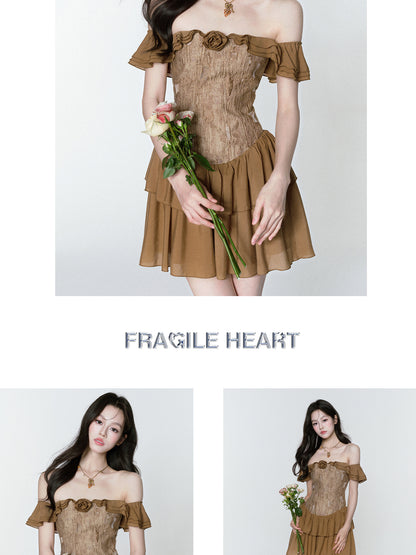 Textured Off-Shoulder Chiffon Dress