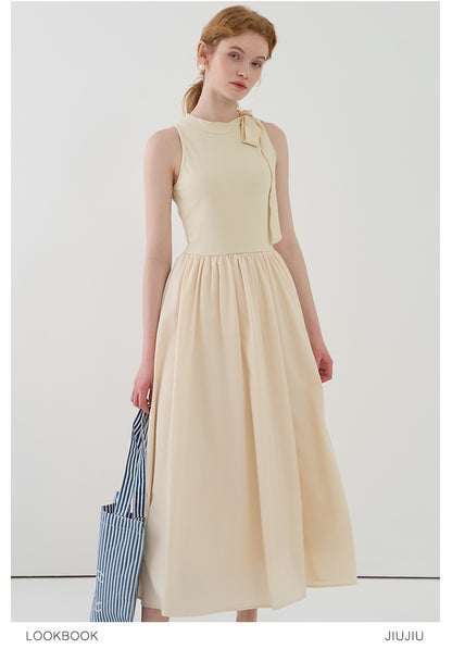 Sleeveless Tie-Neck Maxi Dress In Soft Fabric