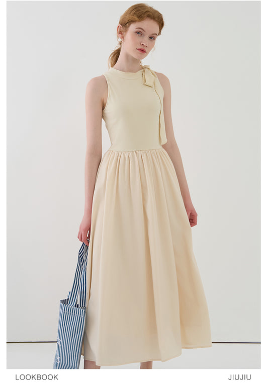 Sleeveless Tie-Neck Maxi Dress In Soft Fabric