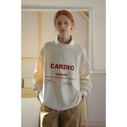 Printed Half-Zip Sweatshirt With Drawstring Hem