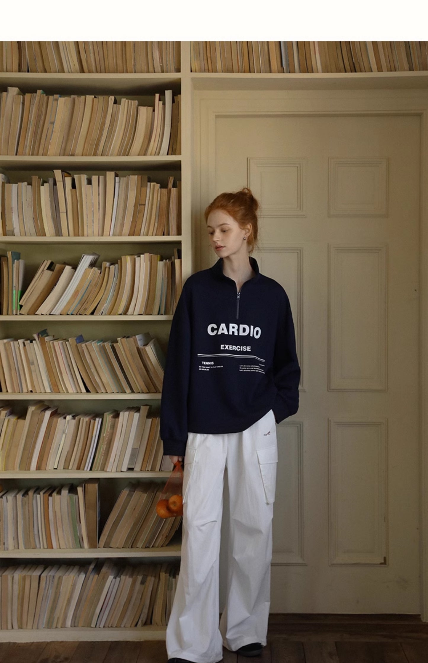 Printed Half-Zip Sweatshirt With Drawstring Hem