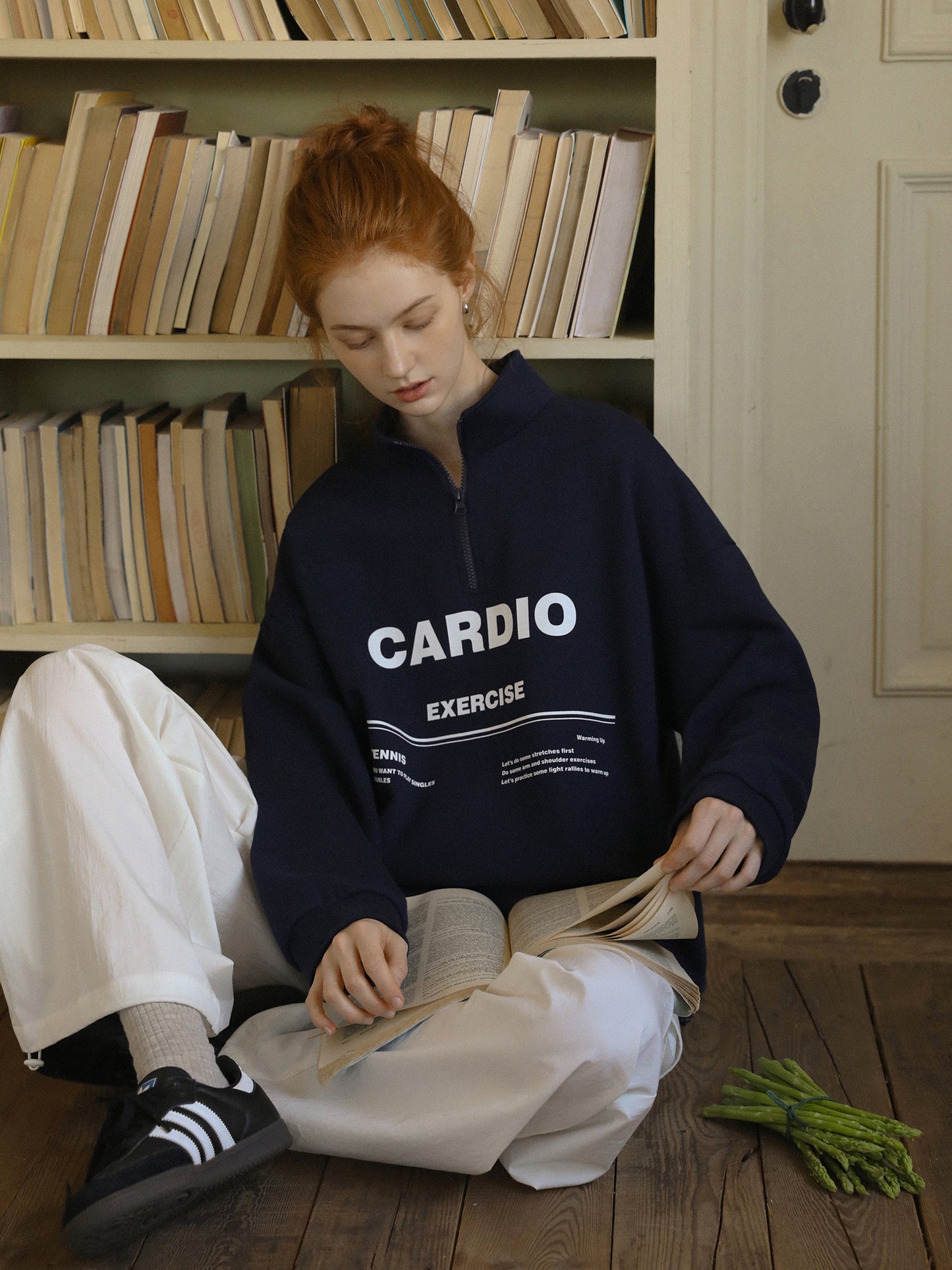 Printed Half-Zip Sweatshirt With Drawstring Hem