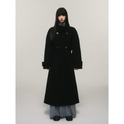 Australian Wool Stand Collar Double-Breasted Coat