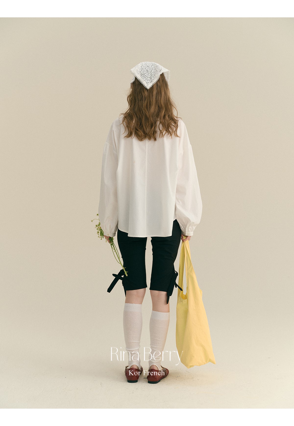 Drop Shoulder Tie-Neck Blouse
