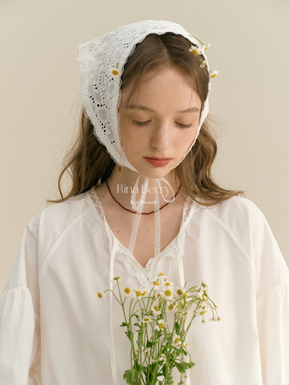 Drop Shoulder Tie-Neck Blouse