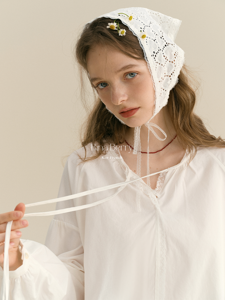 Drop Shoulder Tie-Neck Blouse