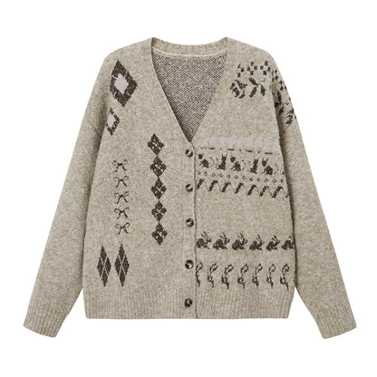 Playful Fair Isle Inspired Knit Cardigan