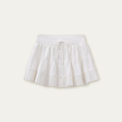 Button-Detailed Pleated Mini Skirt