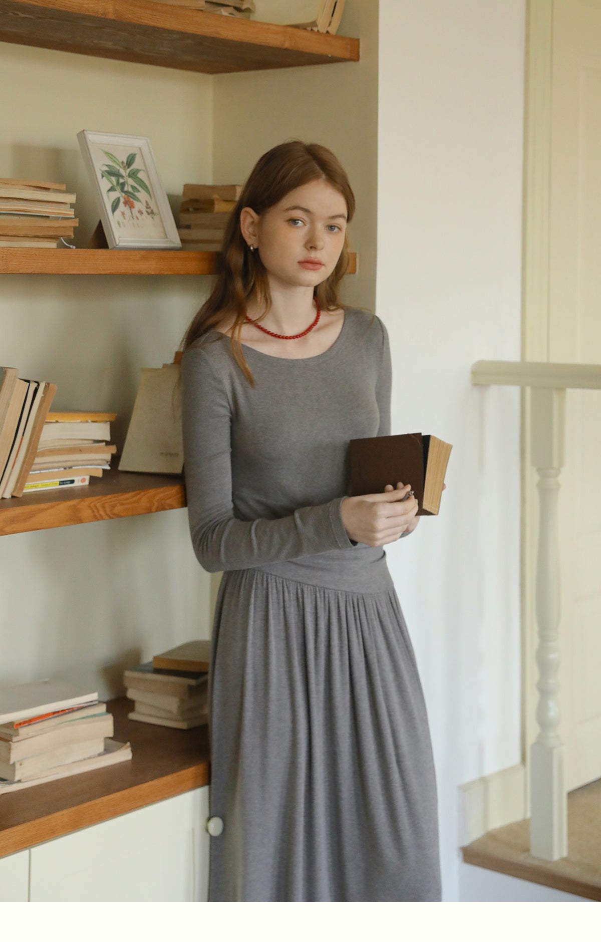Overlapped Asymmetric Knit Dress With Ruched Waistline