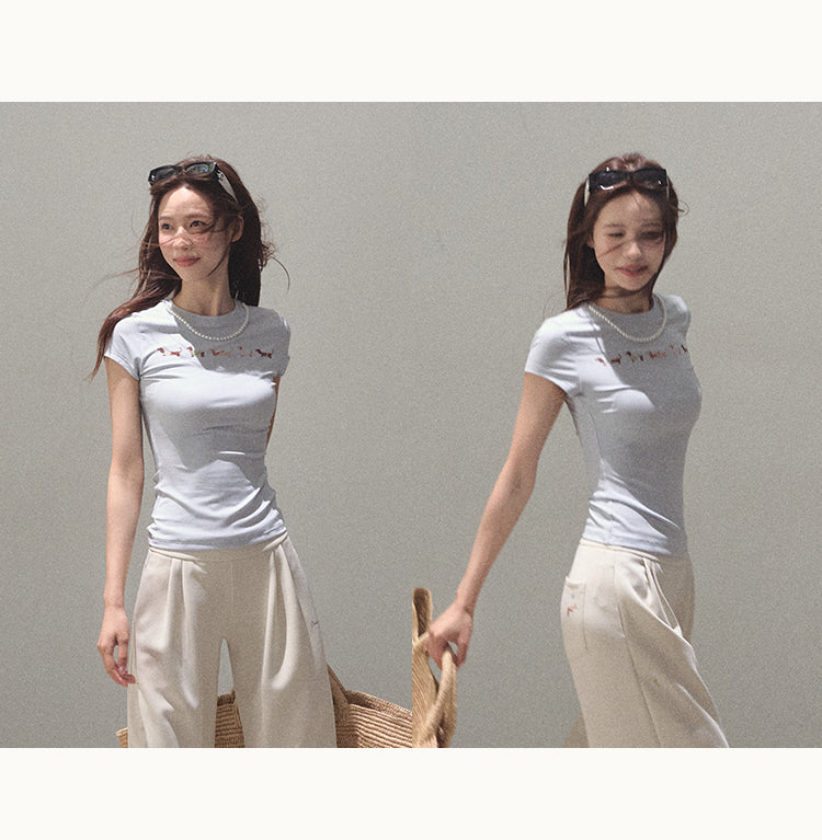 Slim Fit Puppy Print T-Shirt