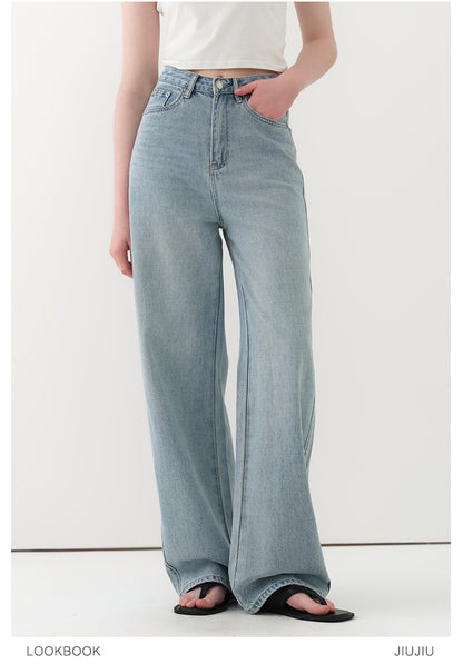 Washed High-Rise Relaxed Straight Jeans
