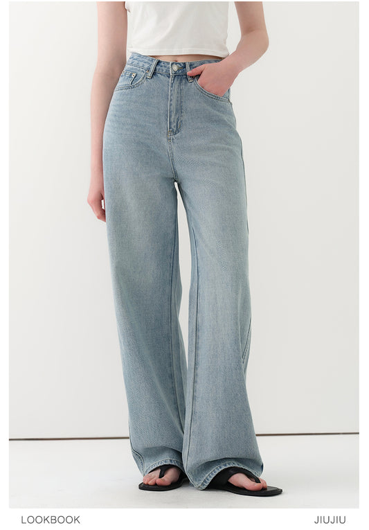 Washed High-Rise Relaxed Straight Jeans