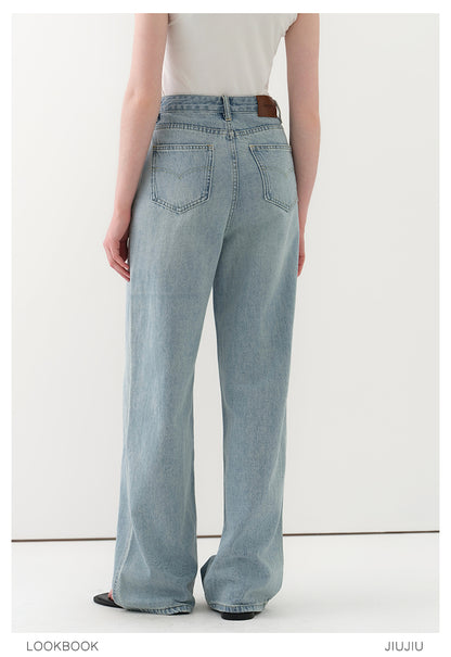 Washed High-Rise Relaxed Straight Jeans