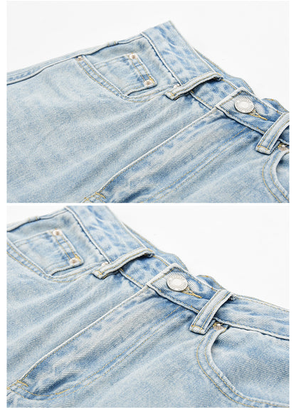 Washed High-Rise Relaxed Straight Jeans