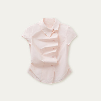 Asymmetric Blouse With Ruched Wavy Placket
