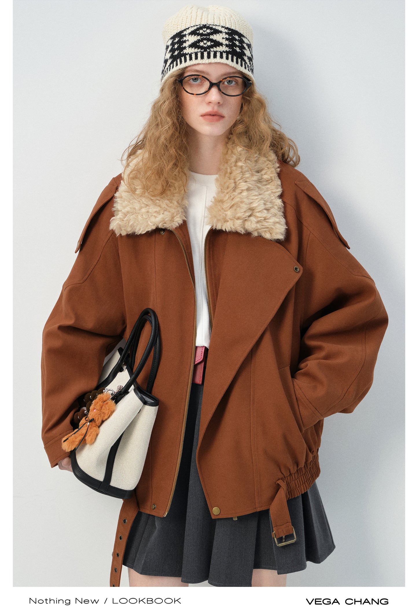 Detachable Faux Fur Collar Twill Cotton Jacket