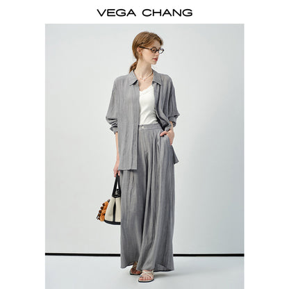 Linen Blend Minimal Draped Shirt & Pants