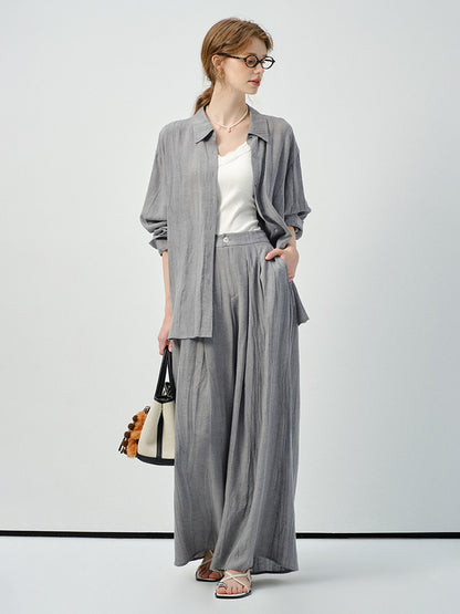 Linen Blend Minimal Draped Shirt & Pants