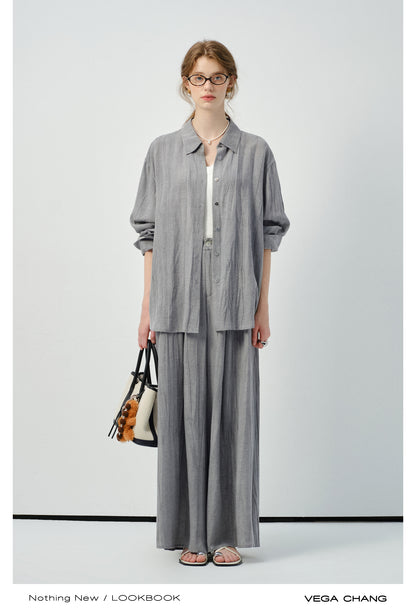 Linen Blend Minimal Draped Shirt & Pants
