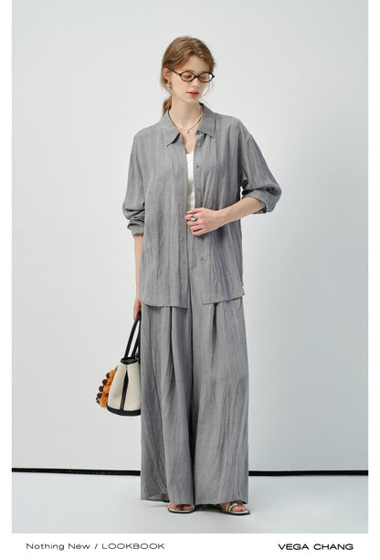 Linen Blend Minimal Draped Shirt & Pants