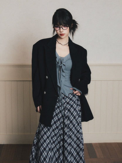 Oversized Wool-Blend Jacket With Metal Buttons