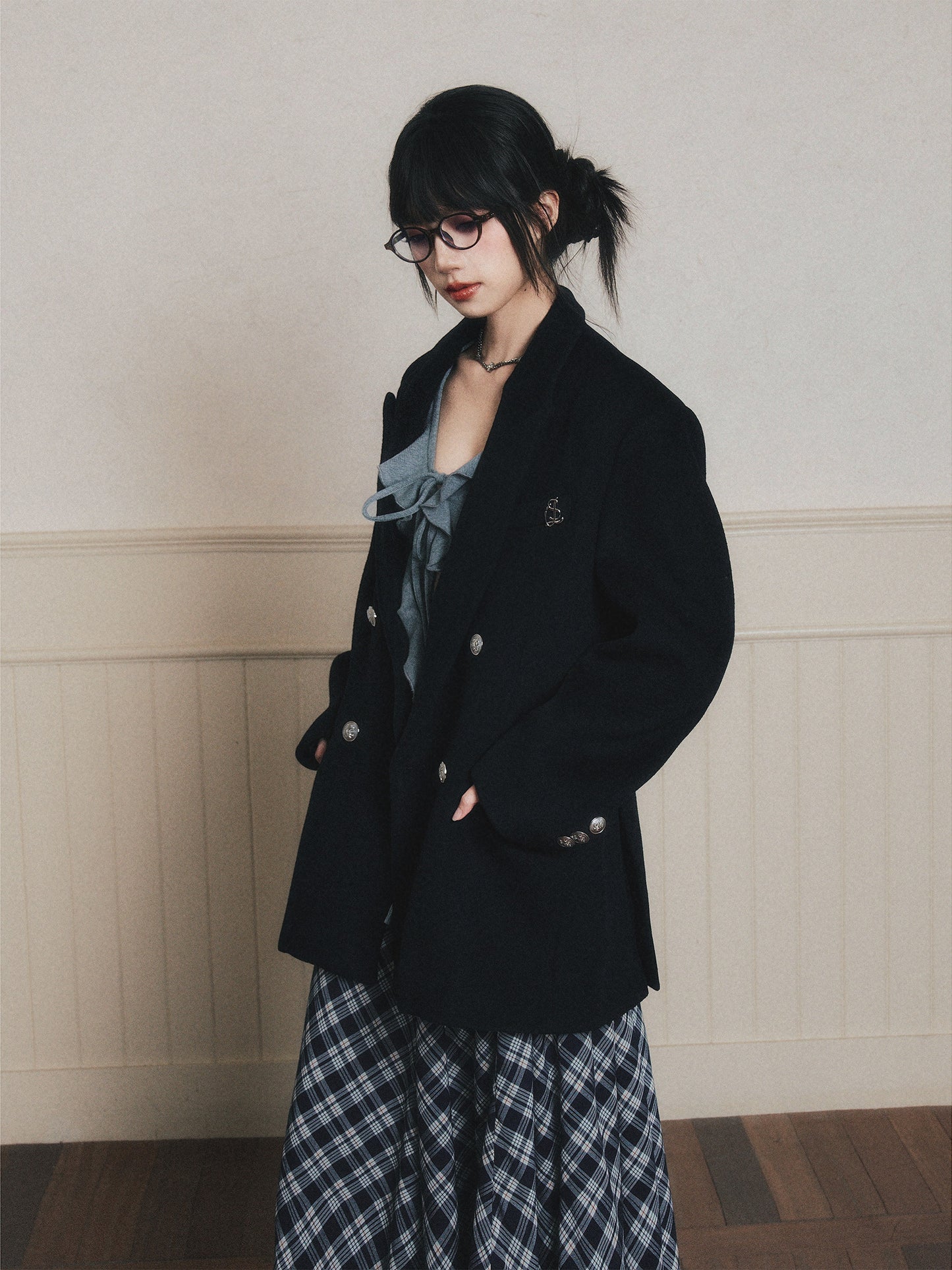 Oversized Wool-Blend Jacket With Metal Buttons