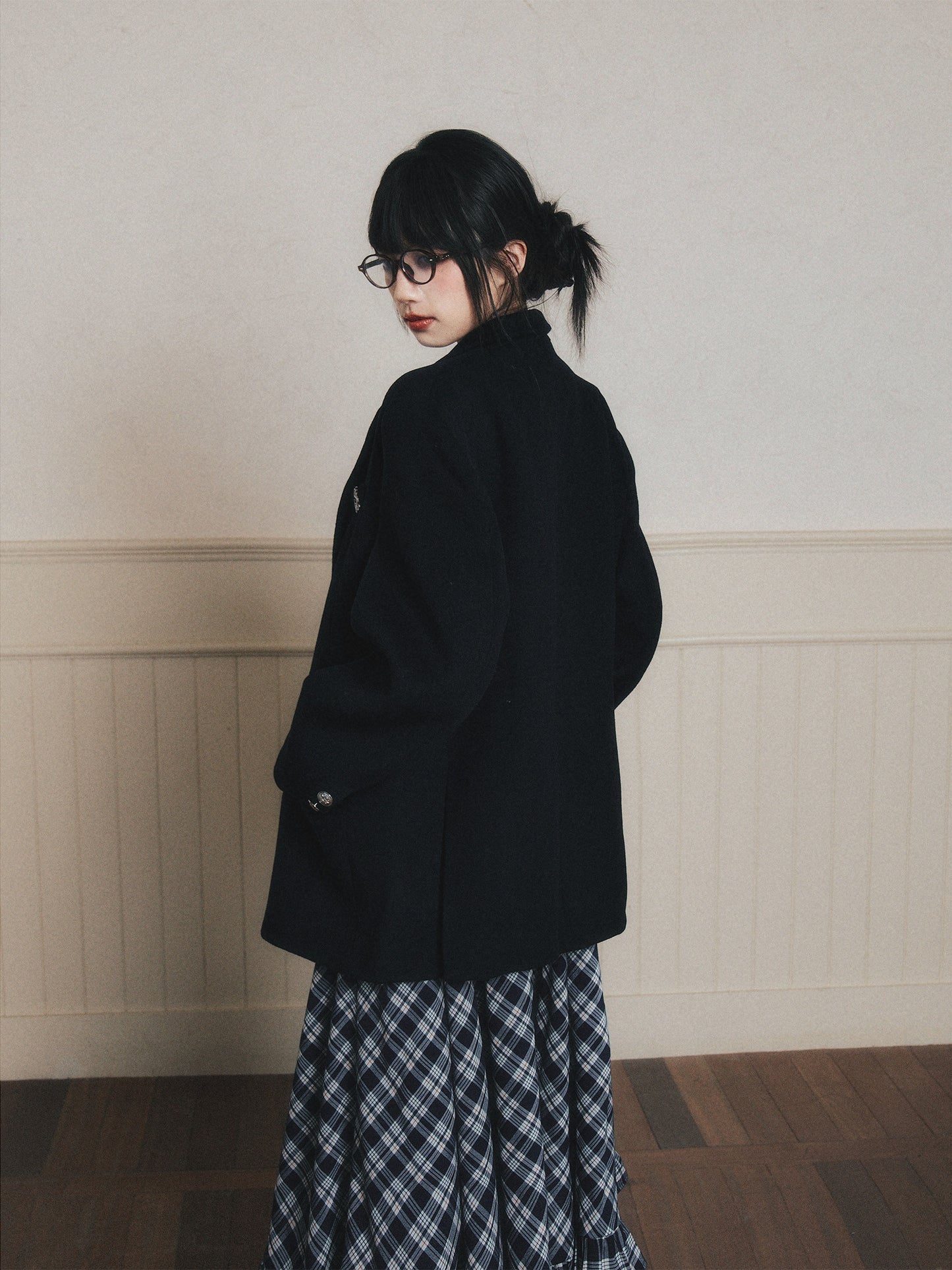 Oversized Wool-Blend Jacket With Metal Buttons