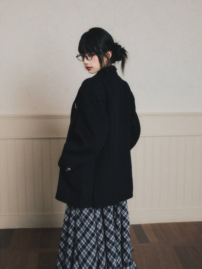 Oversized Wool-Blend Jacket With Metal Buttons