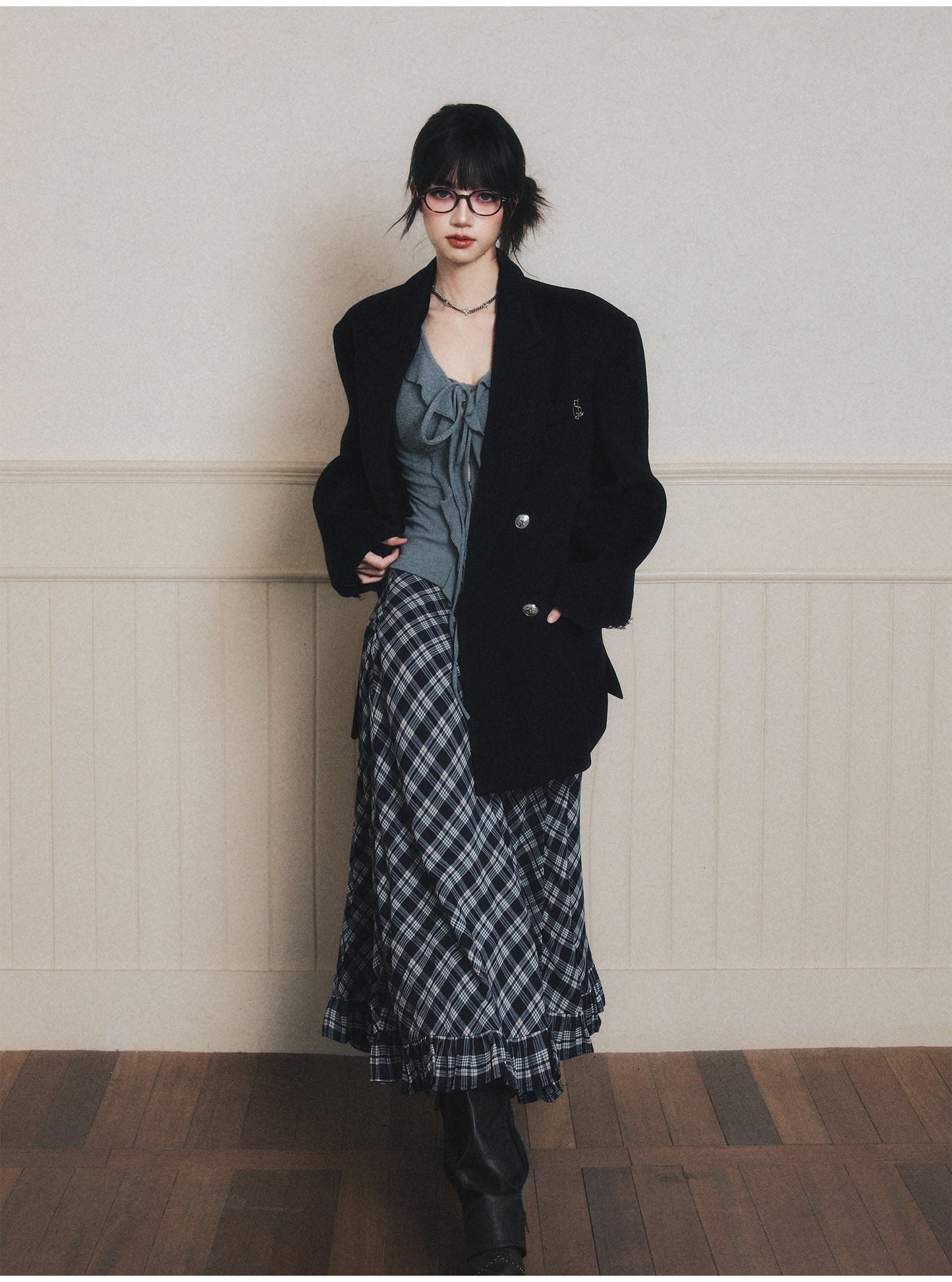 Oversized Wool-Blend Jacket With Metal Buttons