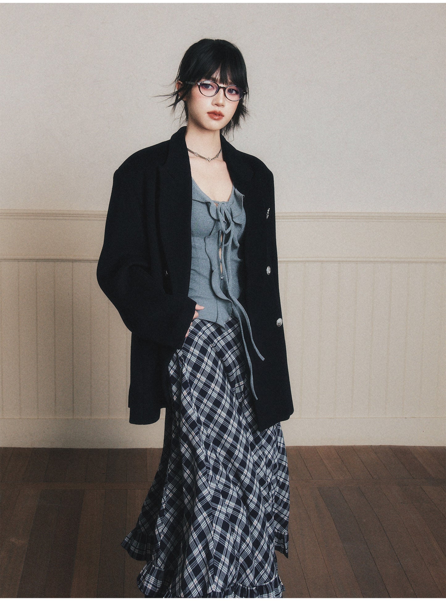 Oversized Wool-Blend Jacket With Metal Buttons