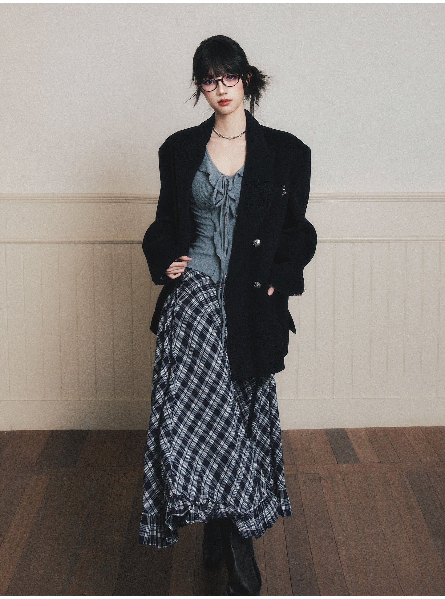 Oversized Wool-Blend Jacket With Metal Buttons