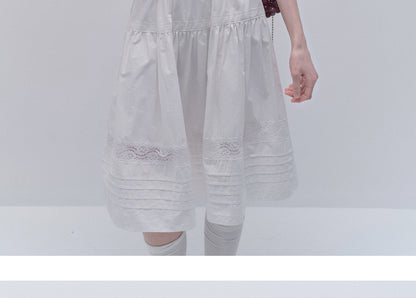 Cotton Lace Sleeveless Button-Up Top And Matching Skirt