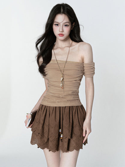 Asymmetric Ruched Off-Shoulder Top