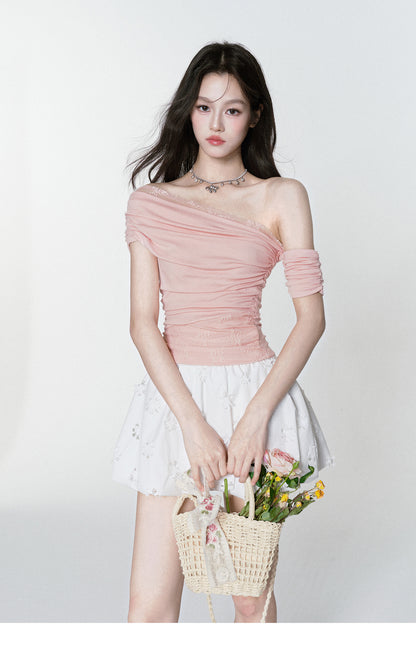 Asymmetric Ruched Off-Shoulder Top