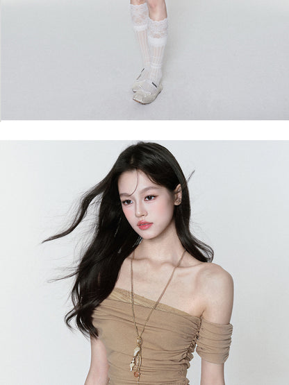 Asymmetric Ruched Off-Shoulder Top