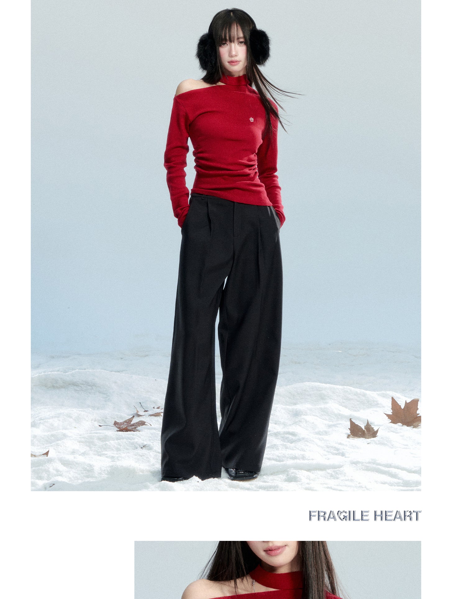 One-Shoulder Ruched Cotton Knit Top With Hibiscus Embroidery