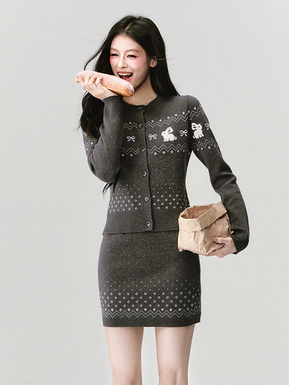 Rabbit Fair Isle Cardigan & Skirt