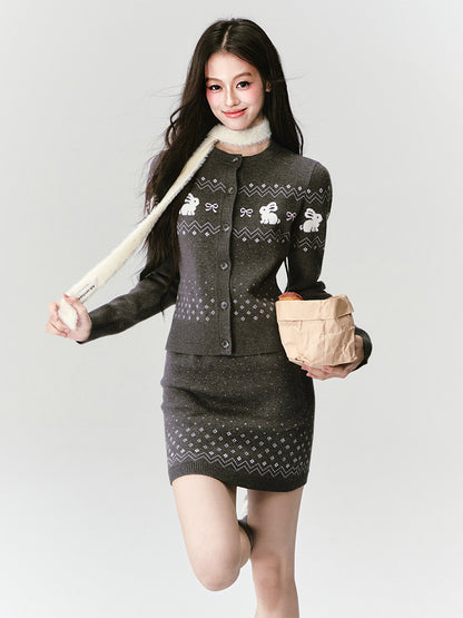Rabbit Fair Isle Cardigan & Skirt
