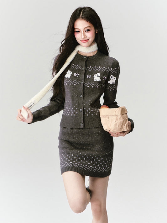 Rabbit Fair Isle Cardigan & Skirt