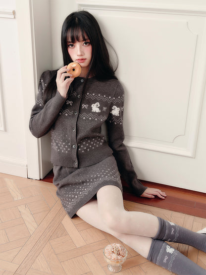 Rabbit Fair Isle Cardigan & Skirt