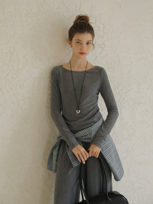 Draped Wide-Neck Top & Wide-Leg Pants