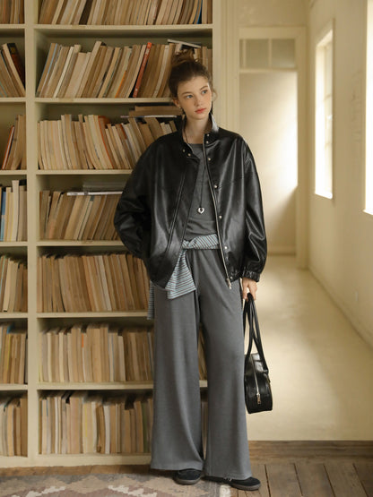 Draped Wide-Neck Top & Wide-Leg Pants