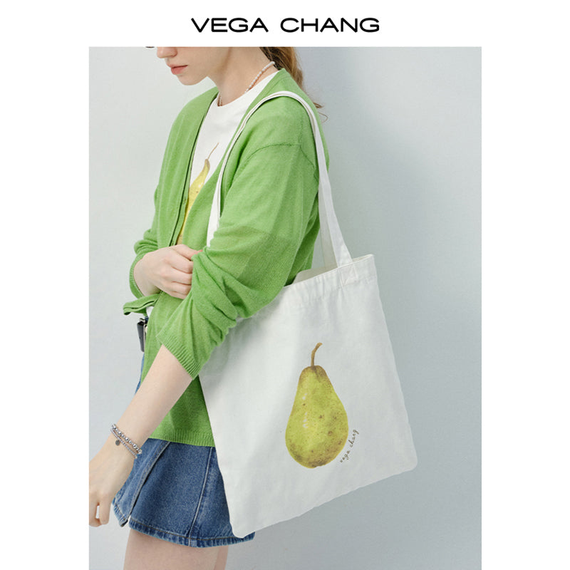 Pear Print Canvas Tote