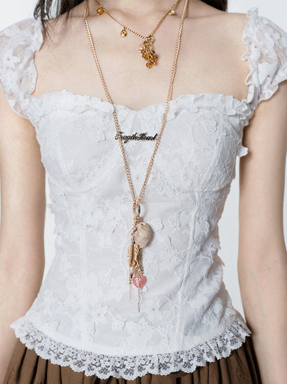 Long Shell Charm Necklace & Short Chain Necklace