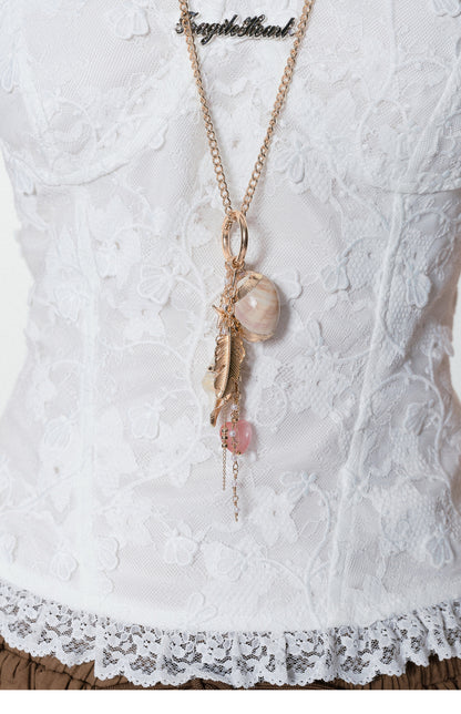 Long Shell Charm Necklace & Short Chain Necklace