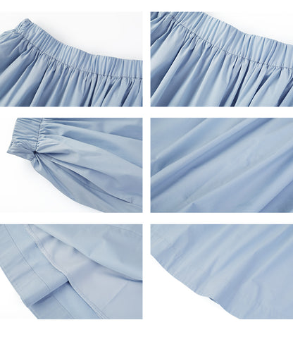 Elastic Waist A-Line Maxi Skirt